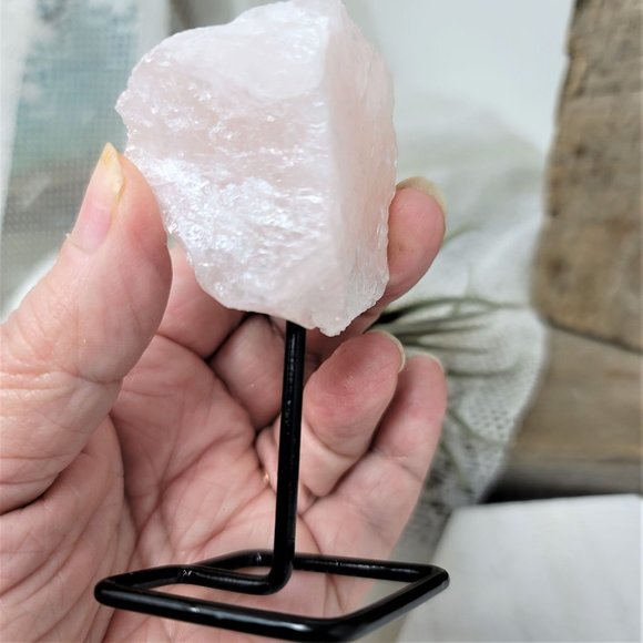Genuine Rose Quartz Specimen on Metal Base - Picture 6 of 7